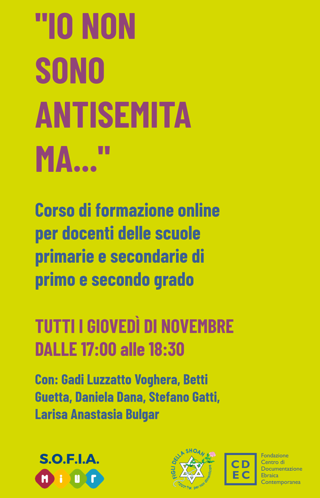 Corso di formazione online: "IO NON SONO ANTISEMITA MA..."